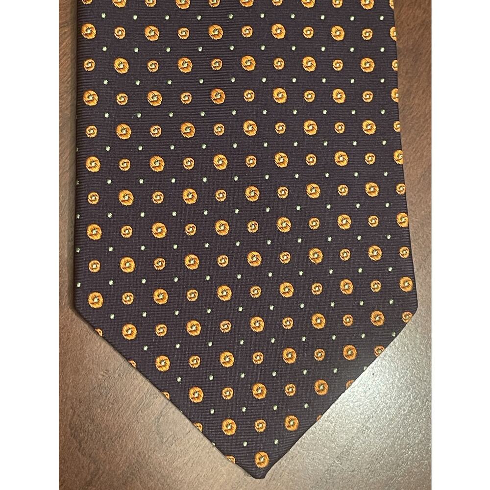 Lauren Ralph Lauren Green Label Blue Orange Green Hand Made Silk Made In Usa